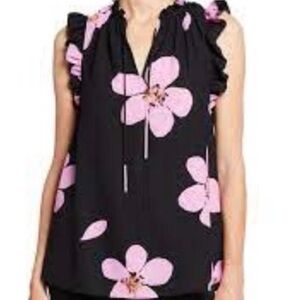 Kate Spade Black Top with Pink Floral Design